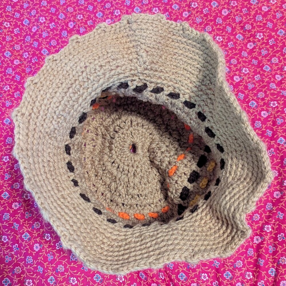 Vintage Knit Bucket Hat Dopamine Dressing Crochet Boho Festival Hippy Hippie‎ - Picture 4 of 6